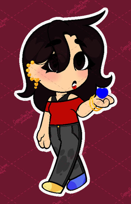 | Pixel pen, black lineart, full color, transparent/flat background + added prop |